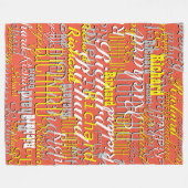 Orange-Red Fleece Blanket mit einem Namensmuster (Vorderseite (Horizontal))
