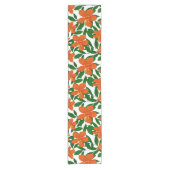 Orange Red Floral Green Botanicals Muster Kurzer Tischläufer (Vorderseite)