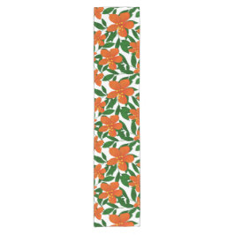 Orange Red Floral Green Botanicals Muster Kurzer Tischläufer