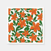 Orange Red Floral Green Botanicals Muster Serviette (Vorderseite)