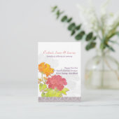 Orange Red Floral Hochzeitsempfang Begleitkarte (Stehend Vorderseite)