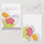 Orange Red Floral Hochzeitsempfang Begleitkarte (Vorne/Hinten)