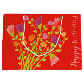 Orange Red Flower Happy Birthday Geschenktasche Große Geschenktüte (Vorderseite)