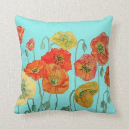 Orange Red Gelb Mohn Wasserfarbe Polster Aqua