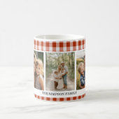 Orange-Red Gingham 3-Foto Kaffeetasse (Mittel)