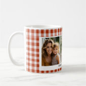 Orange-Red Gingham 3-Foto Kaffeetasse (Links)