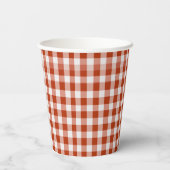 Orange-Red Gingham Monogram Wappen Custom Pappbecher (Rückseite)
