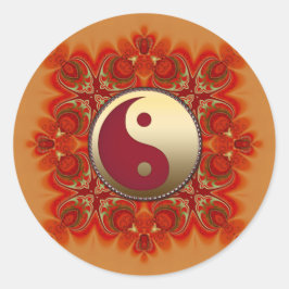 Orange Red Gold Decorative Golden Yin Yang Runder Aufkleber