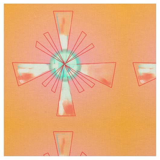 Orange/ Red/ Green/ Geometric Gemustert> Stoff (Nahaufnahme)