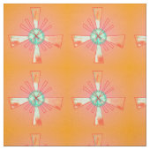 Orange/ Red/ Green/ Geometric Gemustert> Stoff (Muster)