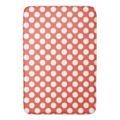 Orange Red: Grosses weißes Polka Dot Pattern Badematte (Vorderseite Vertikal)