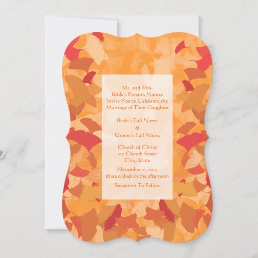 Orange Red Herbstlaubs Hochzeitseinladung Einladung (Vorderseite)