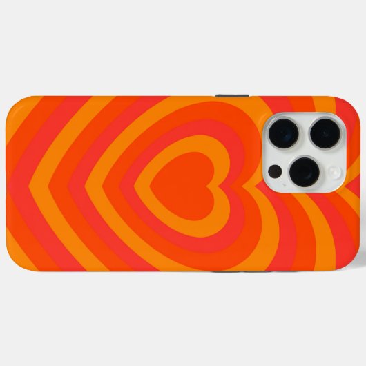 Orange Red Hypnotic Heart Liebe Pattern Case-Mate iPhone Hülle (Rückseite (Horizontal))