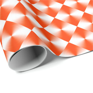 Orange Red Kariert Pattern Geschenkpapier