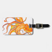Orange Red Kraken Octopus Tinte Art Dance Gepäckanhänger (Vorderseite horizontal)
