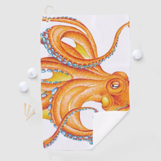 Orange Red Kraken Octopus Tinte Art Dance Golfhandtuch (Insitu)