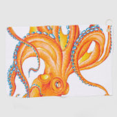 Orange Red Kraken Octopus Tinte Art Dance Golfhandtuch (Horizontal)