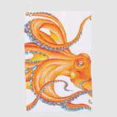 Orange Red Kraken Octopus Tinte Art Dance Golfhandtuch (Vorderseite)