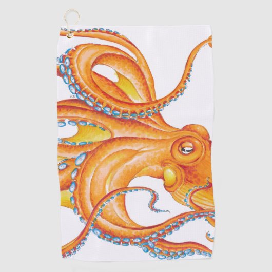 Orange Red Kraken Octopus Tinte Art Dance Golfhandtuch (Vorderseite)