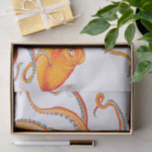 Orange Red Kraken Octopus Tinte Art Dance Seidenpapier (Geschenk)