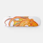 Orange Red Kraken Octopus Tinte Art Dance Skateboard (Horizontal)