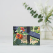 Orange Red Lantana Garden Blume Foto Visitenkarte (Stehend Vorderseite)