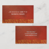 Orange Red Leather Texture | Speck von Goldfolie Visitenkarte (Vorne/Hinten)