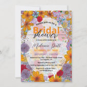 Orange Red Lila Garden Blume Brautparty Einladung (Vorderseite)