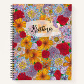Orange Red Lila Garden Doodle Blume Notizblock (Vorderseite)