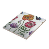 Orange Red Lila Poppy Blume Muster Fliese (Seite)
