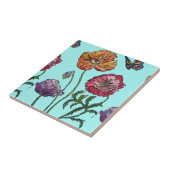 Orange Red Lila Poppy Blume Muster Fliese (Seite)