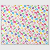 Orange Red Lime Green Turquoise Blue Paw Prints Geschenkpapier (Flach)