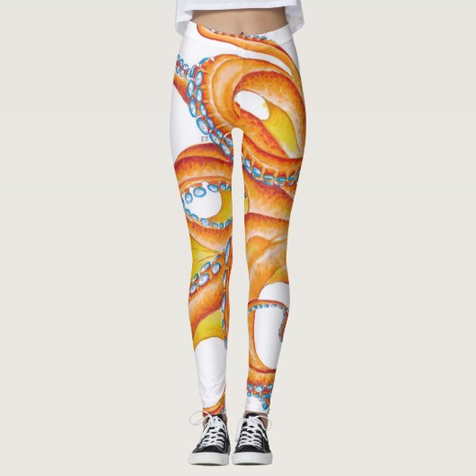 Orange red Octopus Ink Art Dance Leggings (Vorderseite)