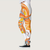 Orange red Octopus Ink Art Dance Leggings (Links)