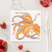 Orange red Octopus Ink Art Dance Serviette (Beispiel)