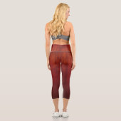 Orange Red ombre gestreift rustikal Capri Leggings (Rückseite)