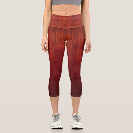 Orange Red ombre gestreift rustikal Capri Leggings (Vorderseite)