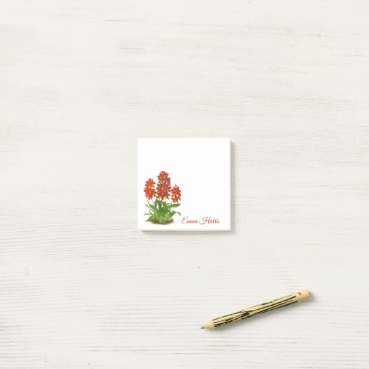 Orange Red Orchid Blume Post-It Notes Klebezettel (Auf Schreibtisch)