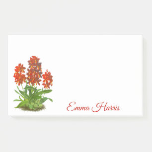 Orange Red Orchid Blume Post-It Notes Klebezettel