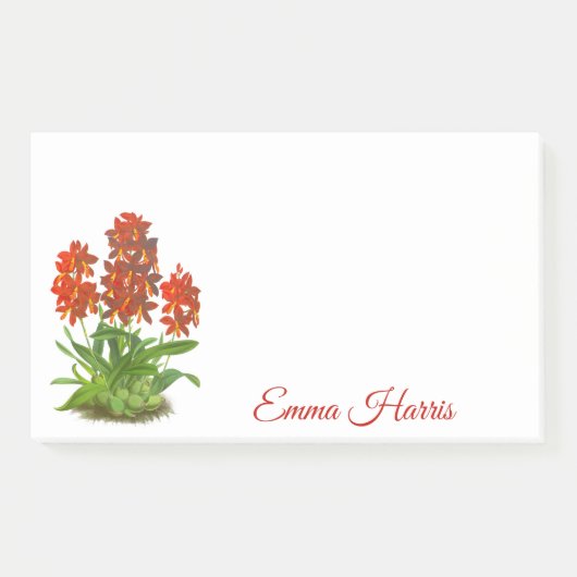 Orange Red Orchid Blume Post-It Notes Klebezettel (Vorderseite)