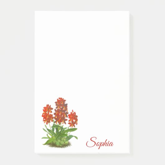 Orange Red Orchid Blume Post-It Notes Klebezettel (Vorderseite)
