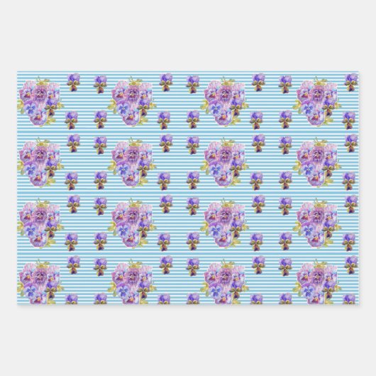 Orange Red Poppe Blume Muster Wasserfarbe Geschenkpapier Set (Vorderseite 2)