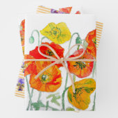 Orange Red Poppe Blume Muster Wasserfarbe Geschenkpapier Set (Beispiel)