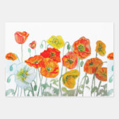 Orange Red Poppe Blume Muster Wasserfarbe Geschenkpapier Set (Vorderseite)