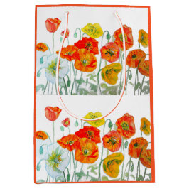 Orange Red Poppe Blume Muster Wasserfarbe Mittlere Geschenktüte