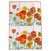 Orange Red Poppe Blume Muster Wasserfarbe Mittlere Geschenktüte (Rückseite)