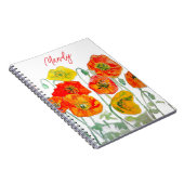 Orange Red Poppe Blume Muster Wasserfarbe Notizblock (Rechte Seite)