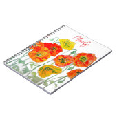Orange Red Poppe Blume Muster Wasserfarbe Notizblock (Linke Seite)