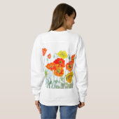 Orange Red Poppe Blume Muster Wasserfarbe Sweatshirt (Schwarz voll)