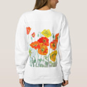 Orange Red Poppe Blume Muster Wasserfarbe Sweatshirt (Rückseite)